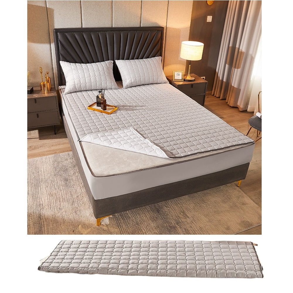 Cobertor de Colchon Protector Impermeable para Cama 2 Plz Gris