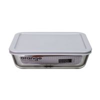 Taper de Vidrio Rectangular Orange 1.4L con Tapa Gris Resistente a Temperaturas
