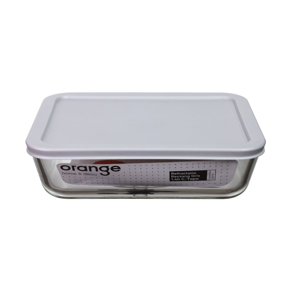 Taper de Vidrio Rectangular Refractario con Tapa Gris 1.4L Orange