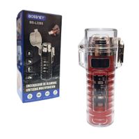 Encendedor Quemador con Linterna Led Recargable Rojo Bossney Bs-L3305