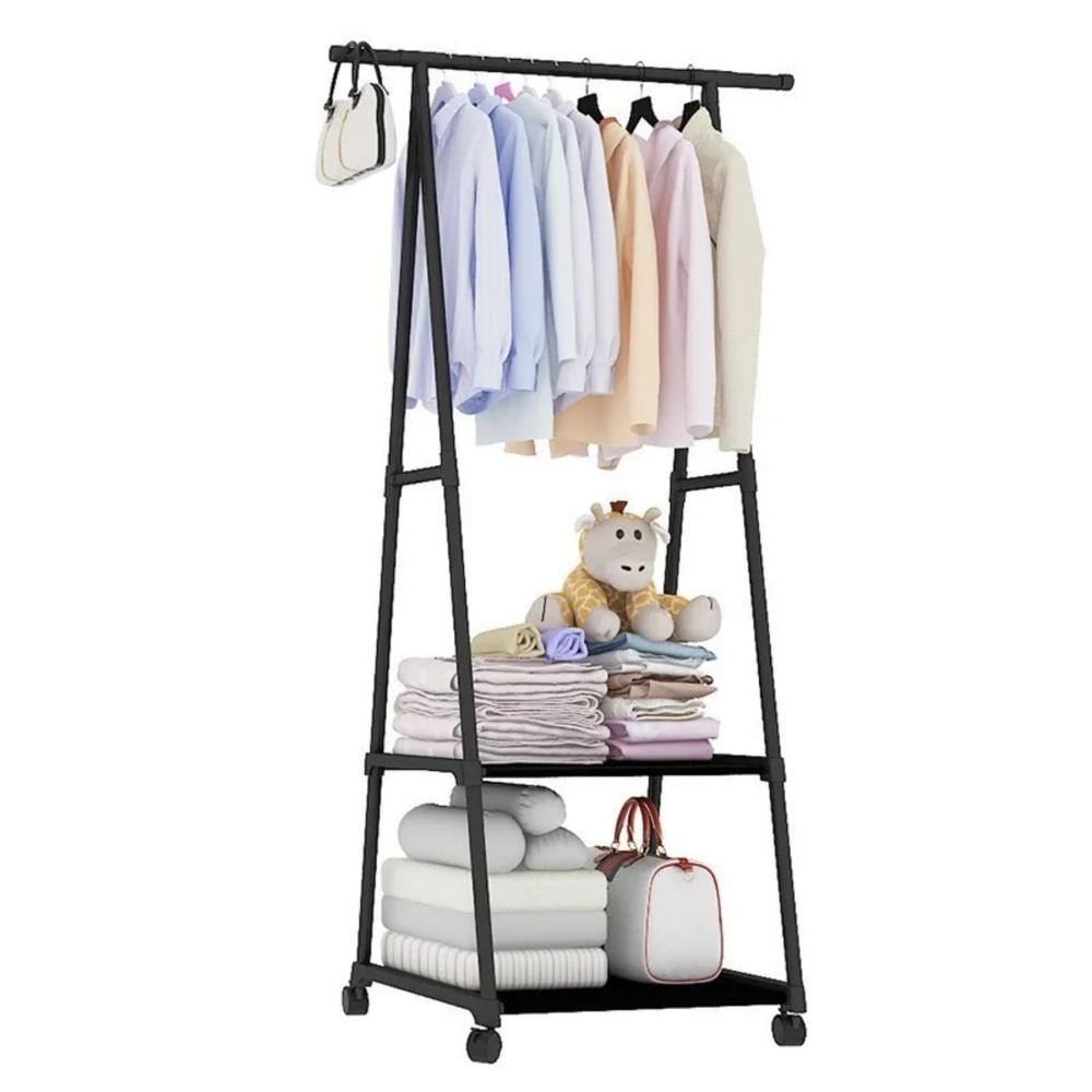 Organizador Colgador de Ropa Armable Perchero Movible Negro