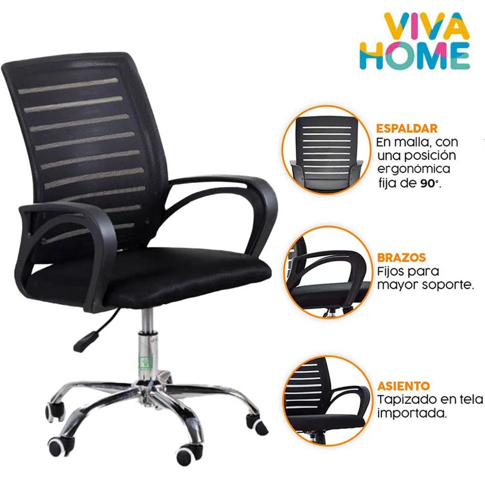 Silla Ergonómica De Oficina VIVA HOME Giratorio 0828 Negro