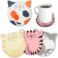 Set De Posavasos De Cerámica Con Diseños De Gatos 3060001