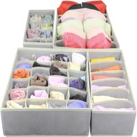Set De 4 Organizadores De Ropa Interior Plegable Gris 264GR03