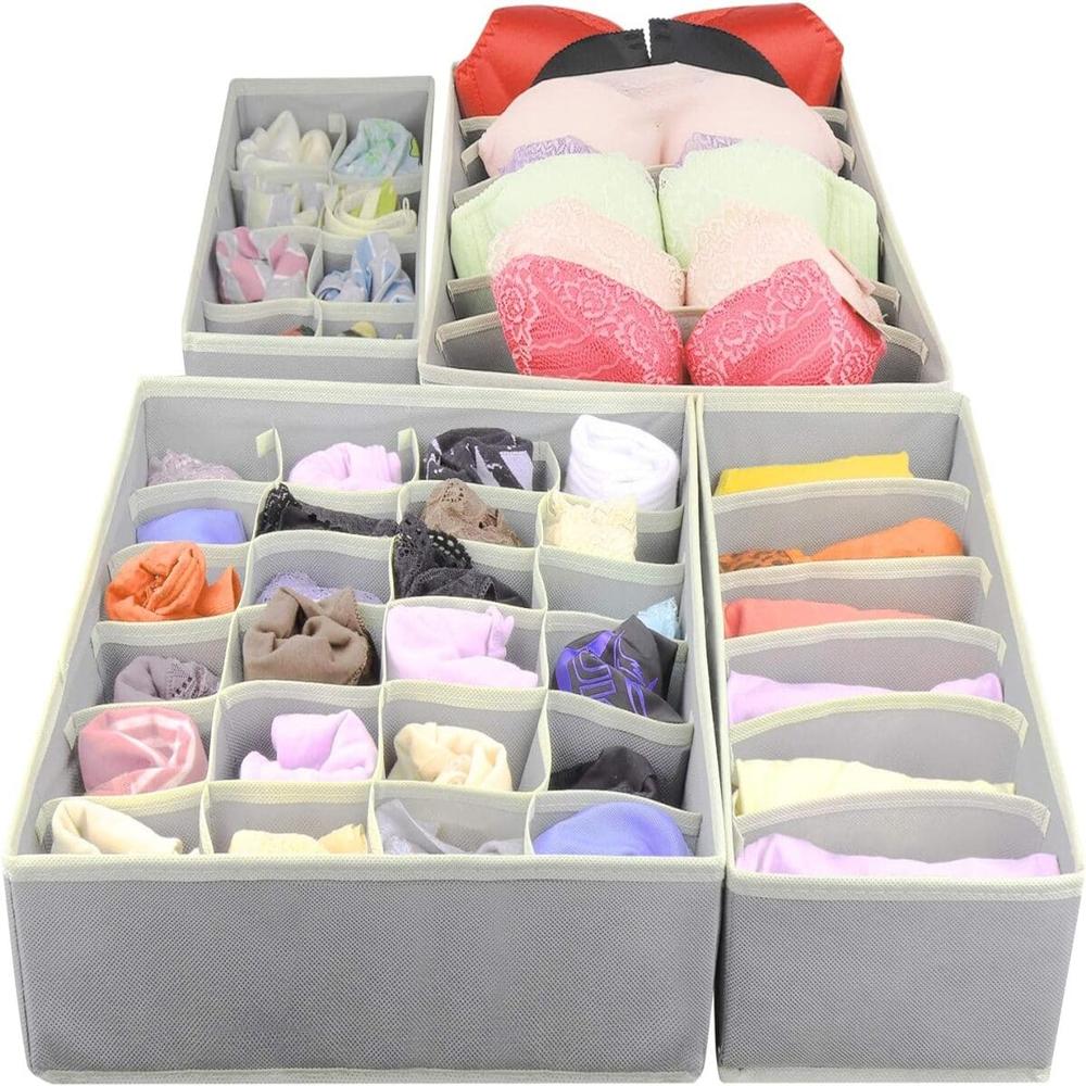 Set De 4 Organizadores De Ropa Interior Plegable Gris 264GR03