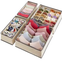 Set De 4 Organizadores De Ropa Interior Plegable Beige 263BG02
