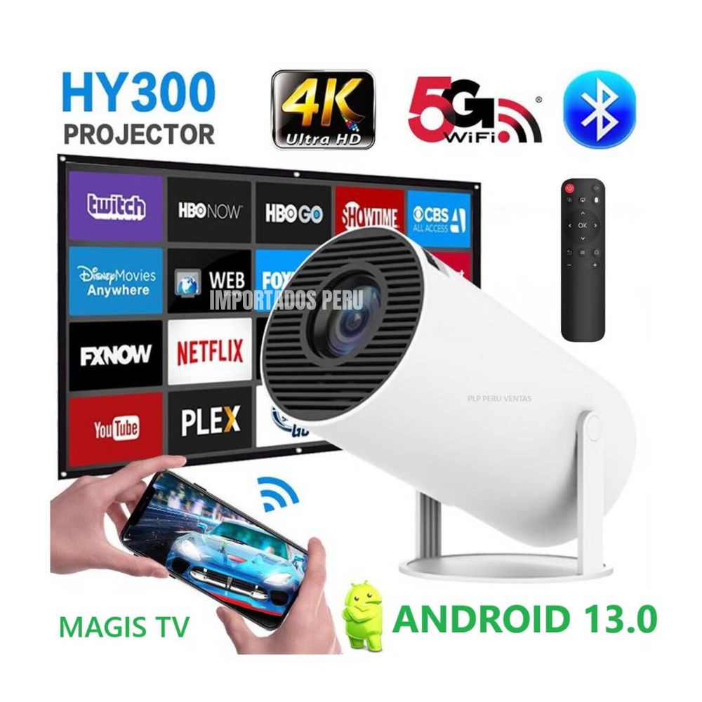 Proyector Smart 4K HY300 Pro full HD Android11 Wifi Bluetooth hasta 200""