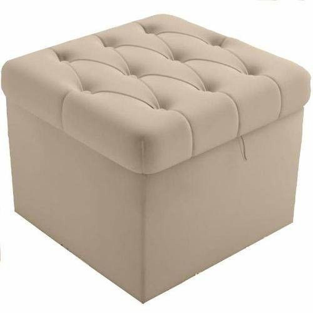 Puf Capitone Terracota Rectangular - Beige Claro