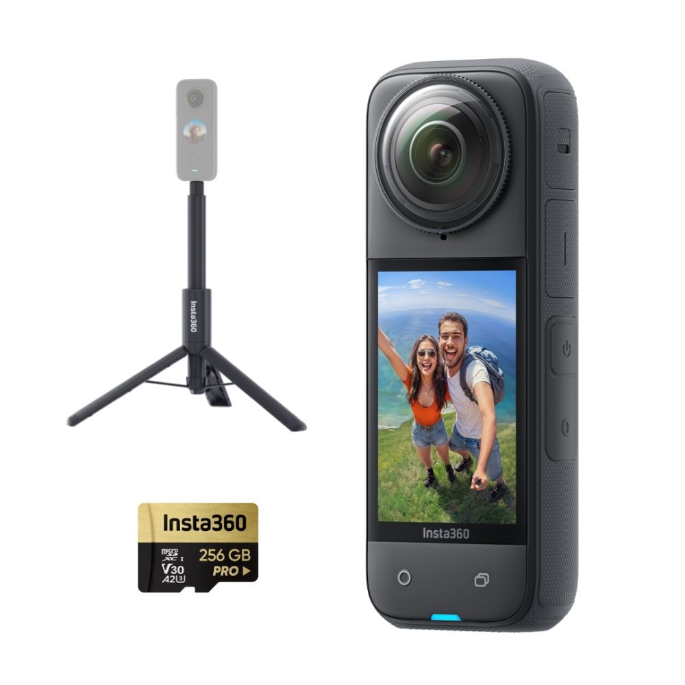 Insta360 X4 - Selfie Stick Tripode 105CM - Memoria 256GB Pro