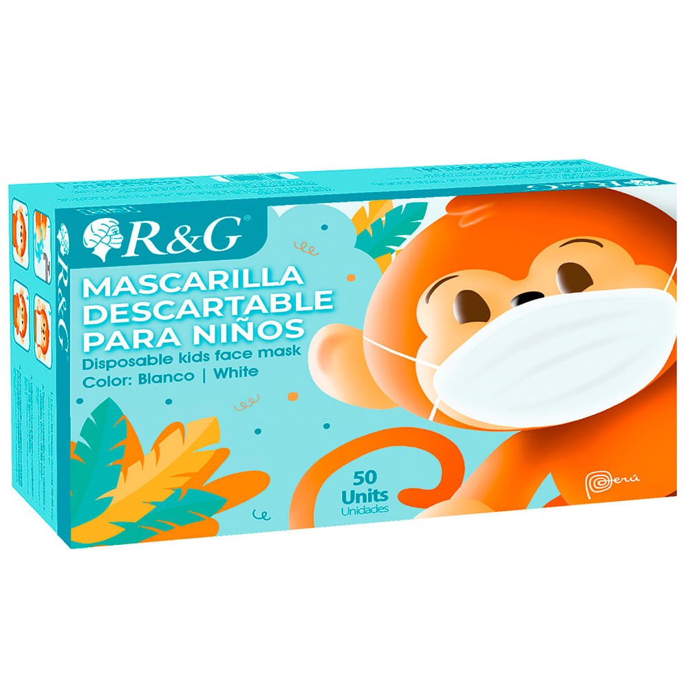 Mascarilla Para Niños Color Blanco R&G Caja x 50 und