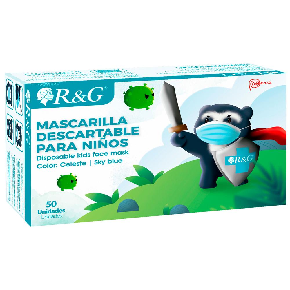 Mascarilla Para Niños Color Celeste R&G Caja x 50 und