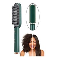 Cepillo Alisador Laceador Peine Secador de Cabello Eléctrico 2 en 1 - 200°C Verde