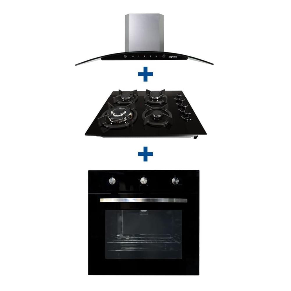 Combo: Horno empotrable GN + Encimera vidrio GN + Campana Chimenea touch 60