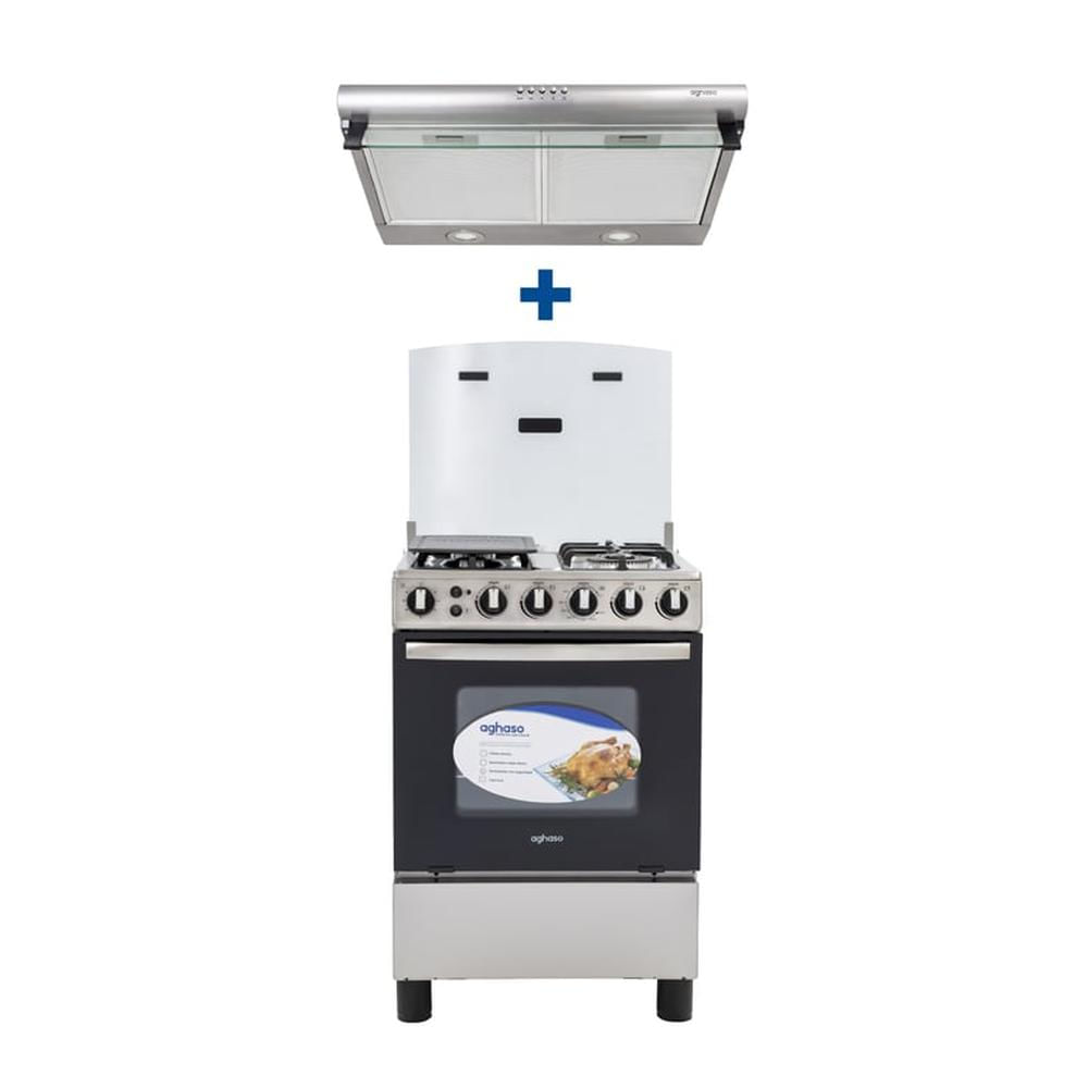 Combo: Cocina 4 hornillas Premium GN + Campana extractora 60 cm