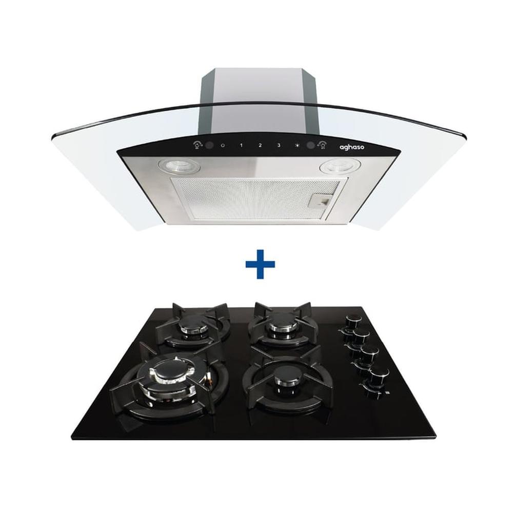 Combo Encimera 4 hornillas GN mas Campana Chimenea touch 60 cm