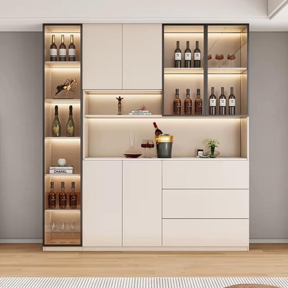 Vitrina Fio Moderna Iluminada - Capri y Negro