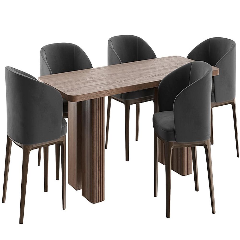 Juego de Comedor Emilia 6 Sillas - Marrón y Negro