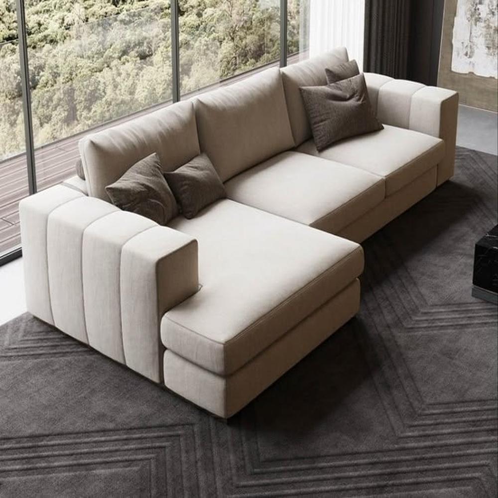 Sofa Seccional Monark 3 Cuerpos Izquierda + Puff - Ivory