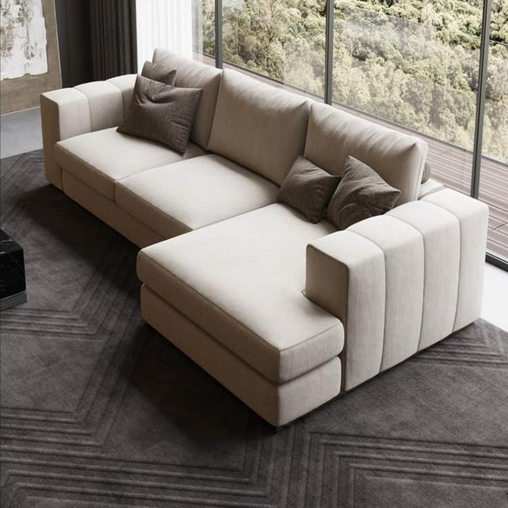 Sofa Seccional Monark 3 Cuerpos Derecha + Puff - Ivory