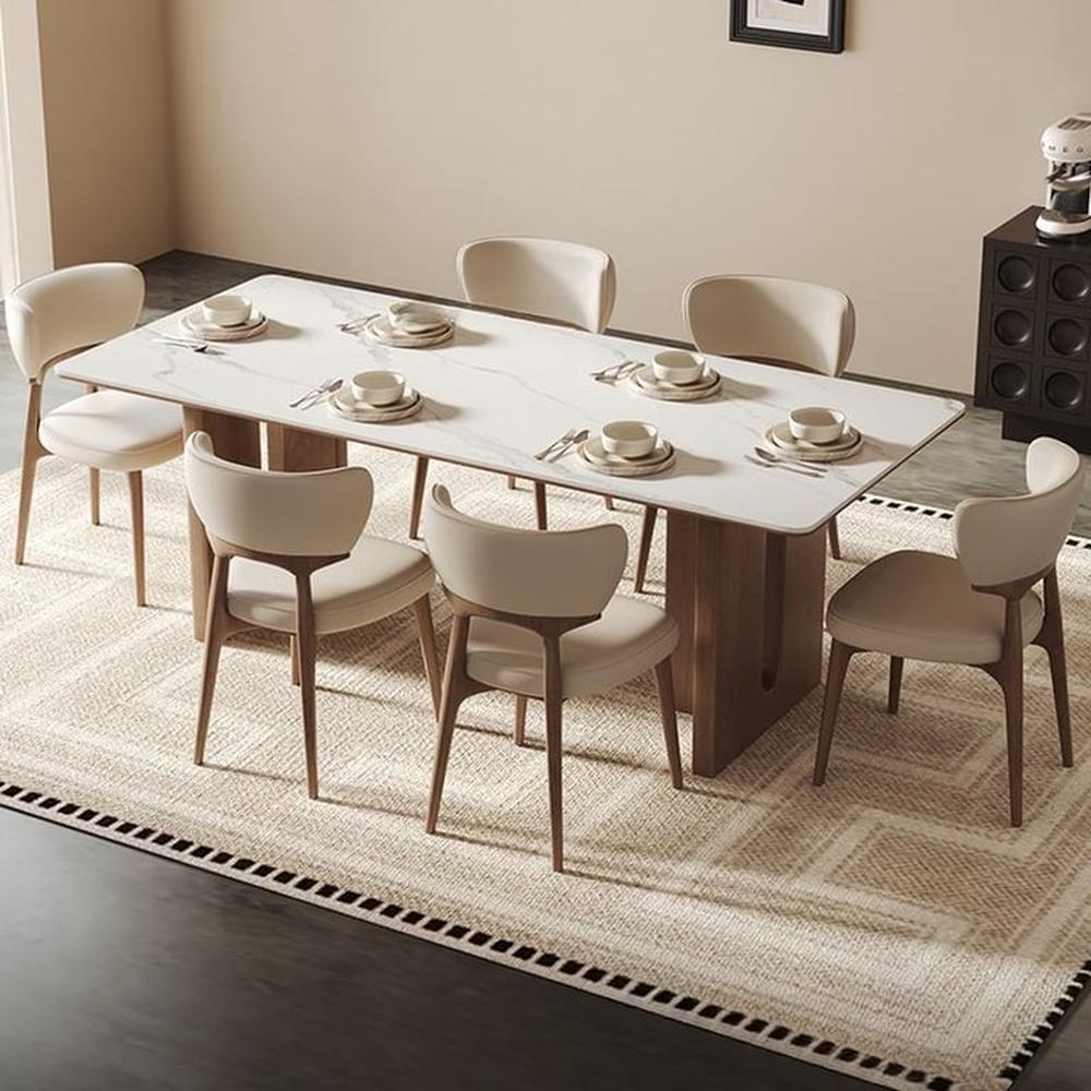 Juego de Comedor Horus 6 Sillas - Marrón y Beige