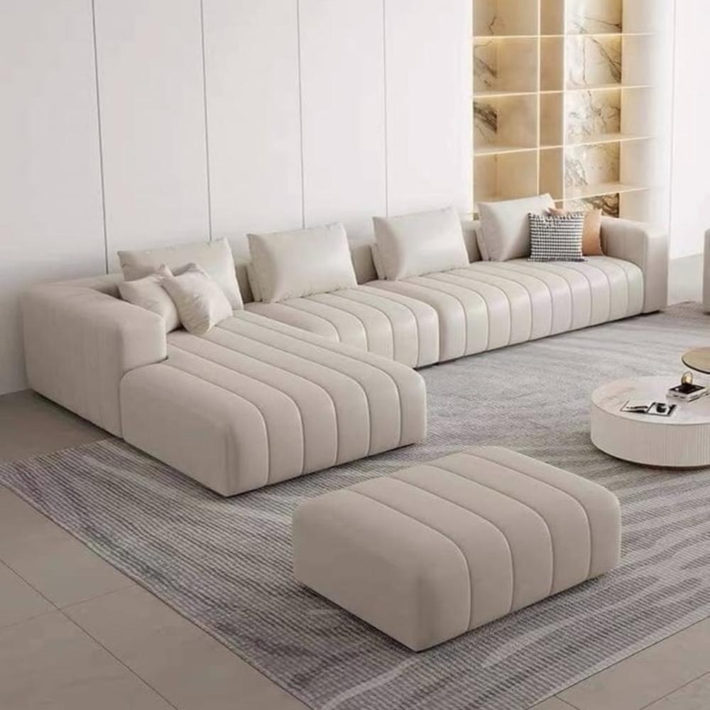 Sofa Seccional Zayen 4 Cuerpos Izquierdo + Puff - Ivory