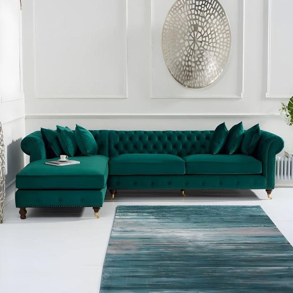 Sofá Chesterfield Majestic Charcoal 3 Cuerpos Sec Izq - Verde Jade