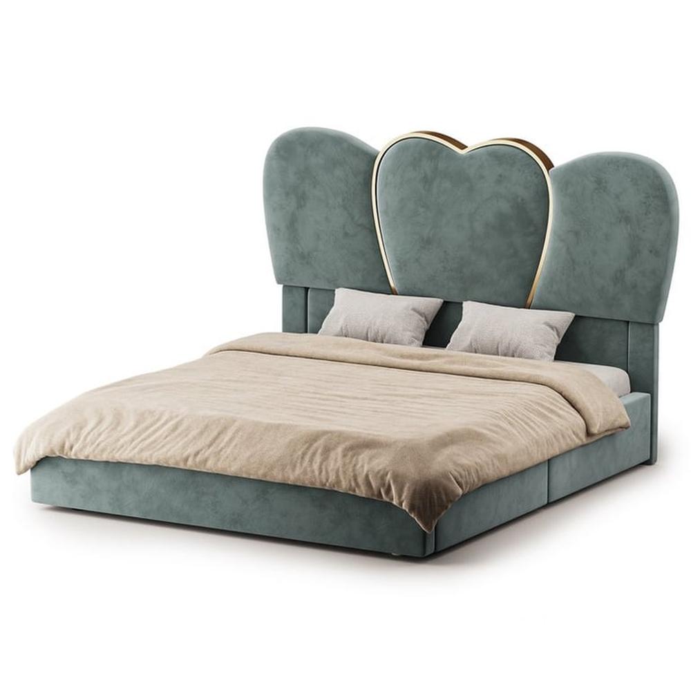 Cama Tapizada Homfa Corazón Queen - Jade