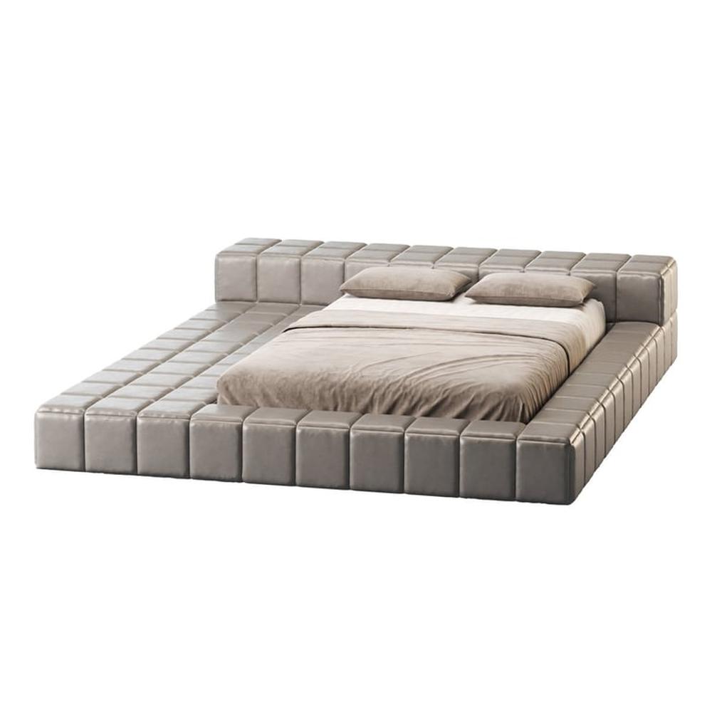 Cama Tapizada Irene Encajonada Queen - Gris