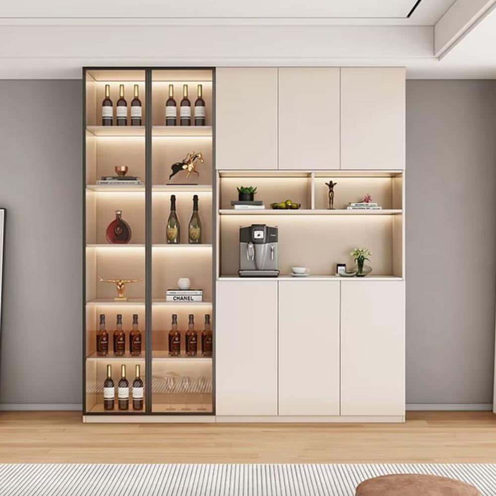 Vitrina Mariana Moderna Iluminada - Capri y Negro