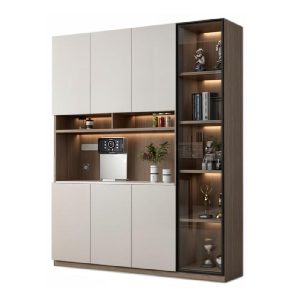 Vitrina Patricia Moderna Iluminada - Marrón y Capri