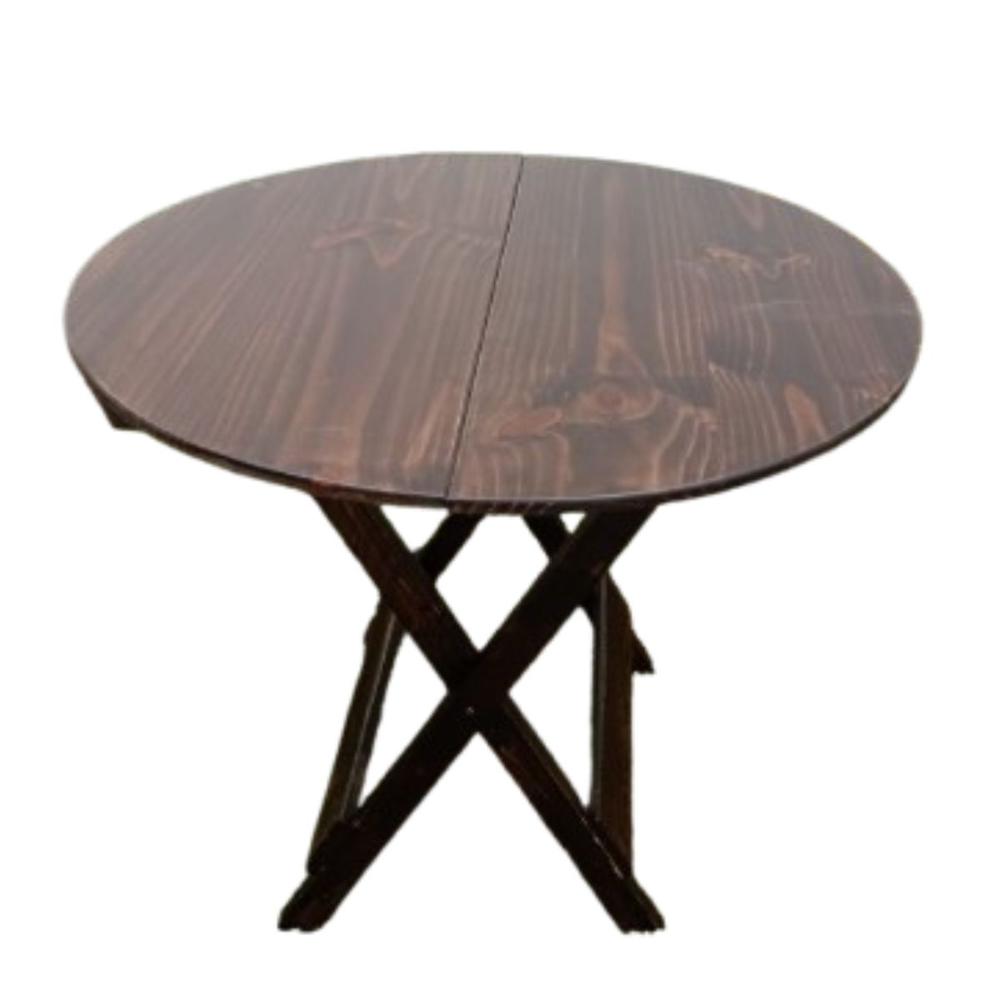 Mesa Plegable Redonda 1 mts en Marron Rusticos