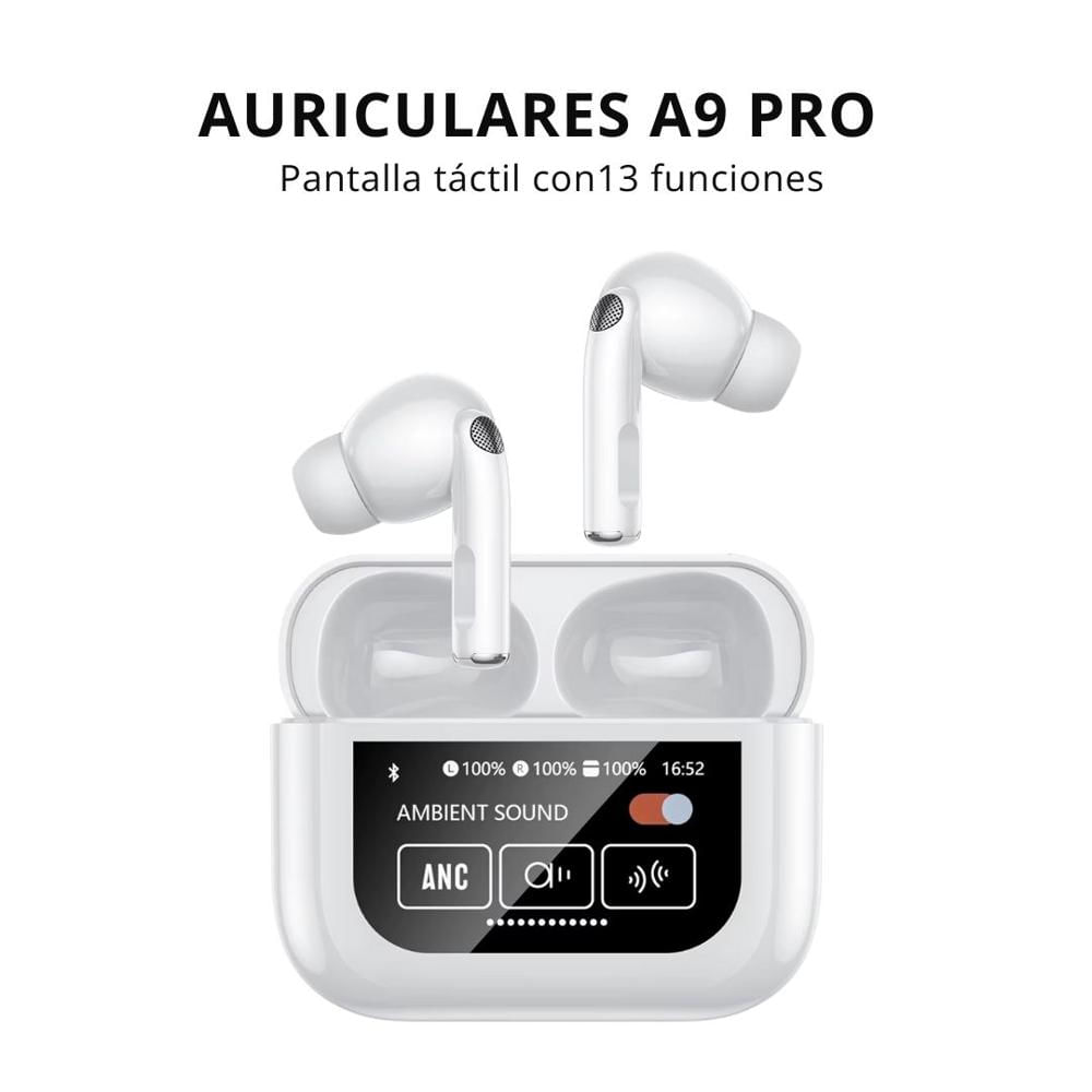 Audífonos Inalámbricos Bluetooth A9 PRO con Pantalla táctil y Cancelación de Ruido