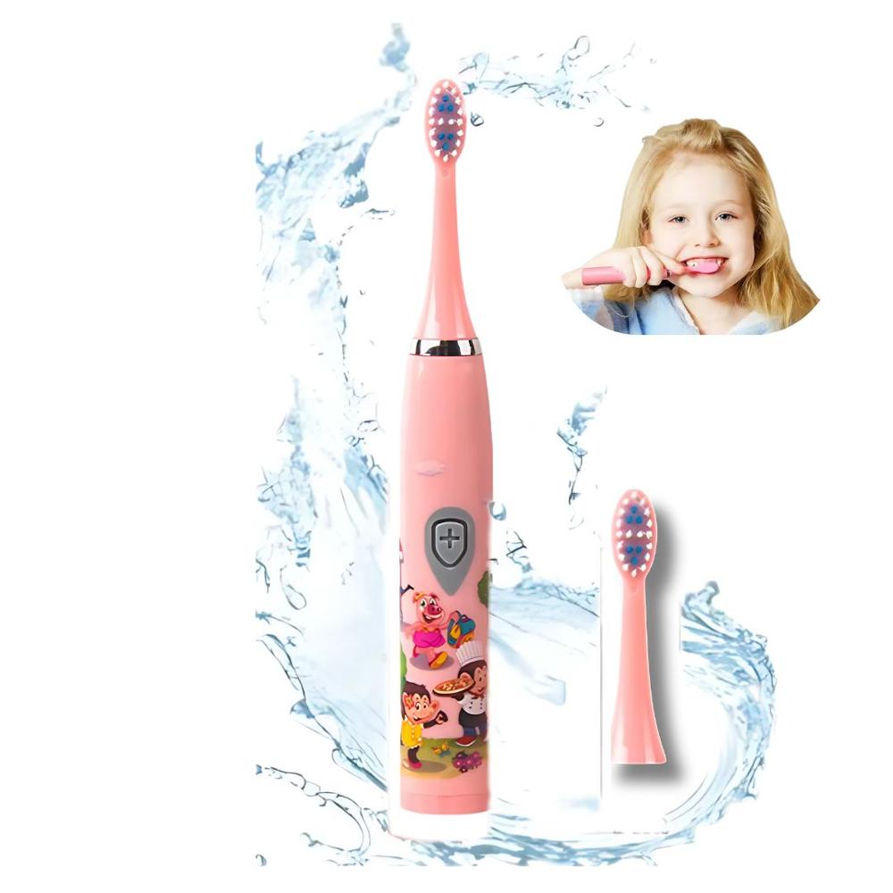 Cepillo de Dientes Electrico Inteligente para Niños + 2 Cabezales de Repuesto Rosado
