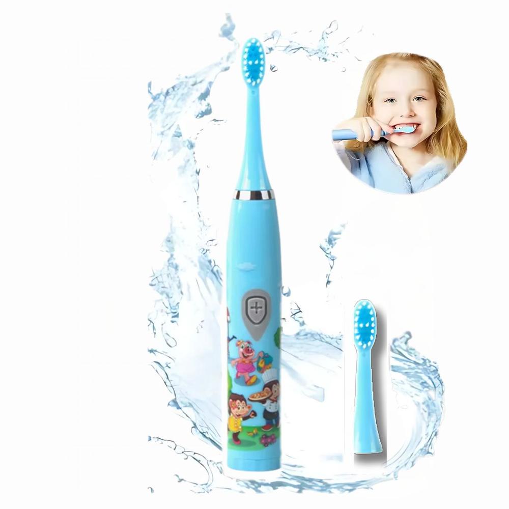 Cepillo de Dientes Electrico Inteligente para Niños + 2 Cabezales de Repuesto Celeste