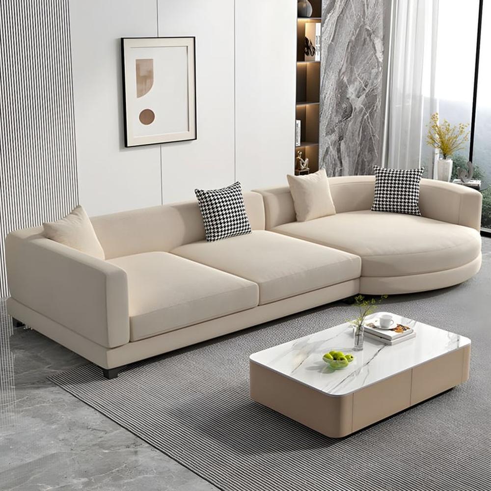 Sofá Tubular Marjorie Media Luna 3 cuerpos - Beige