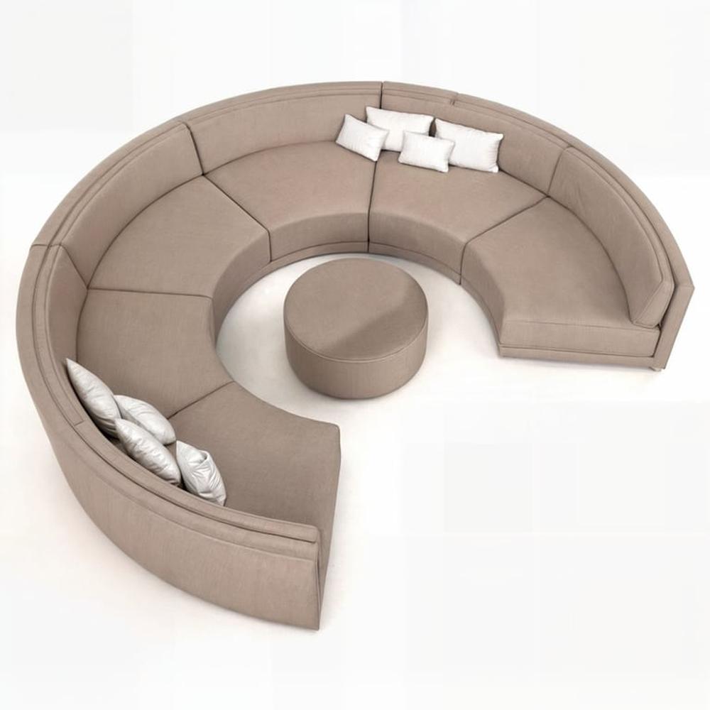Sofá Modular Florens Curvo + Puf Circular - Marrón