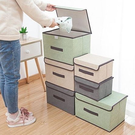Caja de almacenamiento plegable a prueba d polvo para ropa color Verde