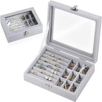 Joyero con tapa de Cristal Estuche de Terciopelo