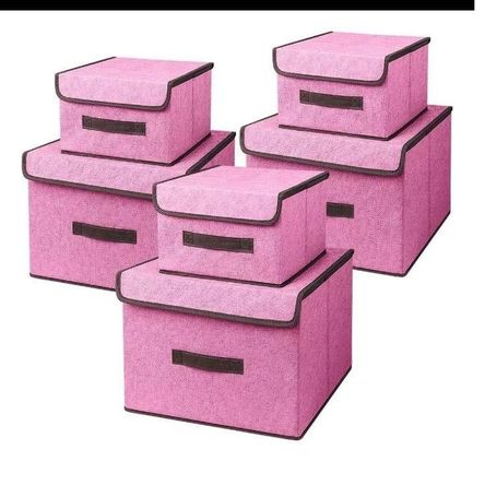 Pack de 6 Cajas de Almacenamiento de Tela Plegable con Tapa