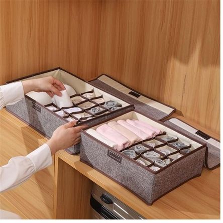 Pack x 2 Cajas de Almacenamiento de Ropa Interior con Tapa Gris