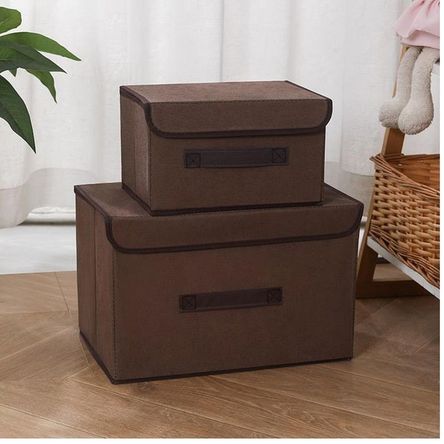 Caja de almacenamiento plegable a prueba polvo para ropa color Marron Pack 02 Cajas de almacenamiento Plegable a Prueba Polvo para Ropa Color Marron