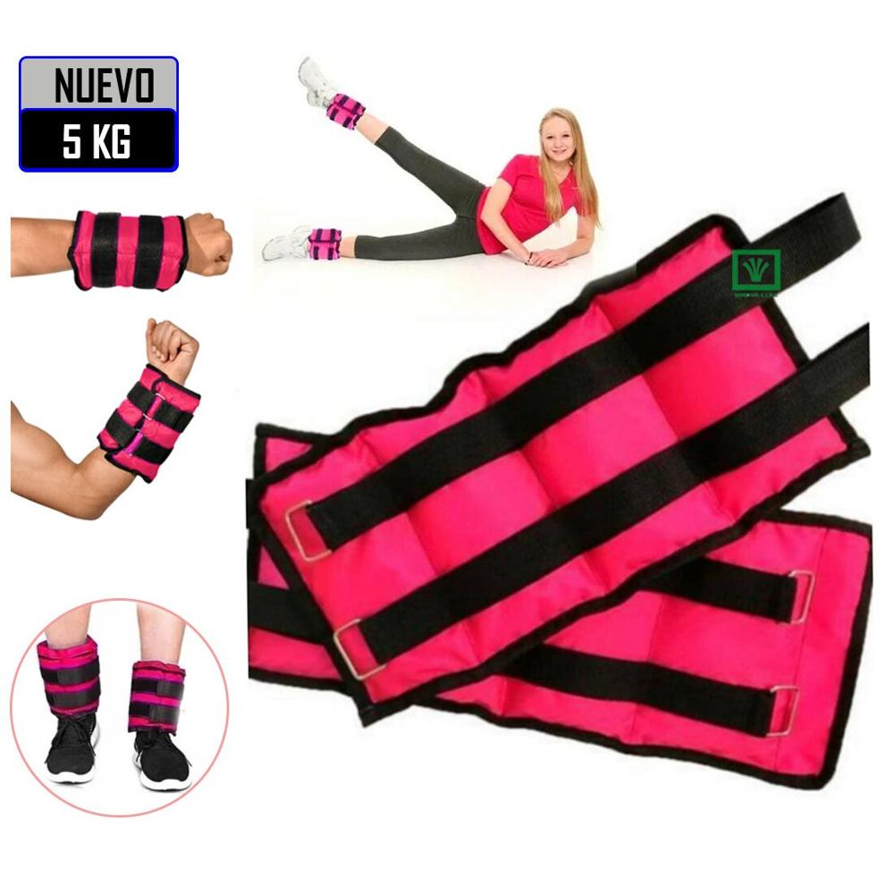 Tobilleras Muñequeras de 5 Kg Pack 2 Unidades Rosado