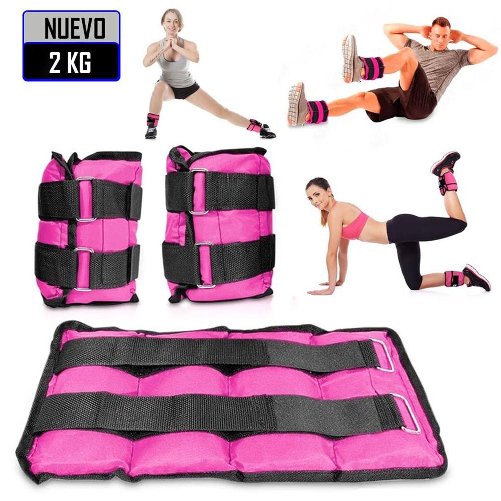 Pesas Muñequeras Tobilleras Peso de 2 kg Pack 2 Unidades Rosado