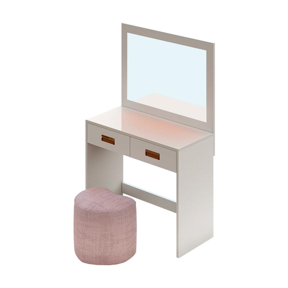 Tocador Leia con espejo + Puff - Blanco