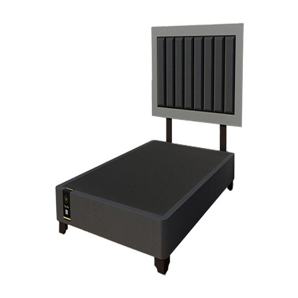 Dormitorio Lugo + Cabecera patas ajustables 1.5 plz - Negros y Gris Grafico