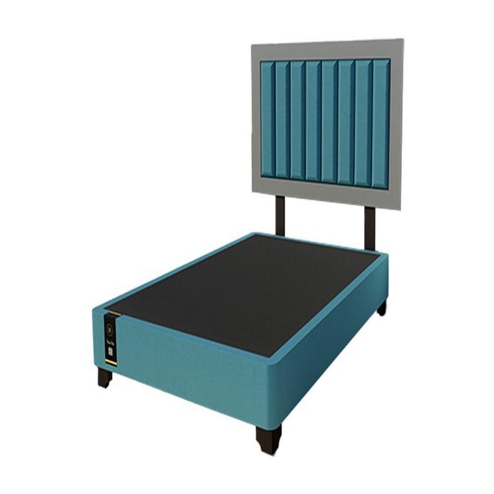 Dormitorio Lugo + Cabecera patas ajustables 1.5 plz - Cobalto y Gris Grafito