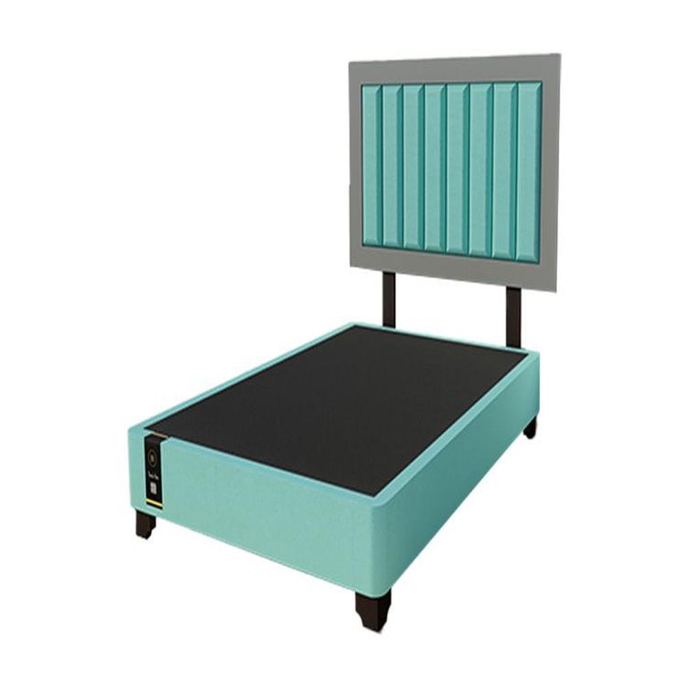 Dormitorio Lugo + Cabecera patas ajustables 1.5 plz - Jade y Gris Grafico