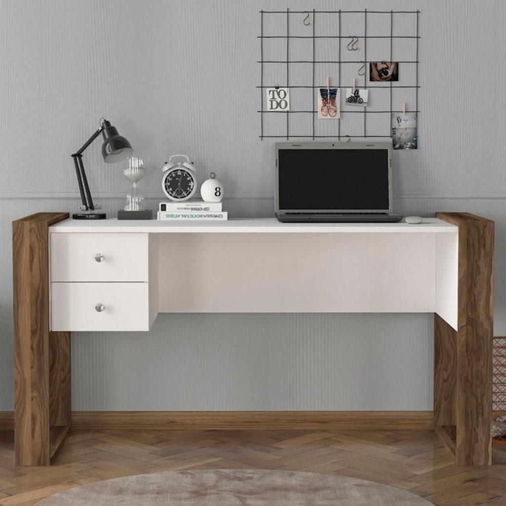 Escritorio con Cajones Poland - Blanco y Macchiato