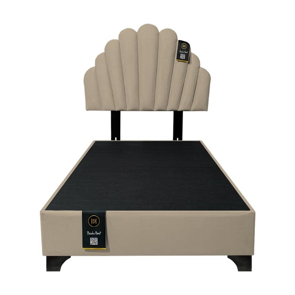 Dormitorio Afrodita + Cabecera patas ajustables 1.5 plz - Beige Claro