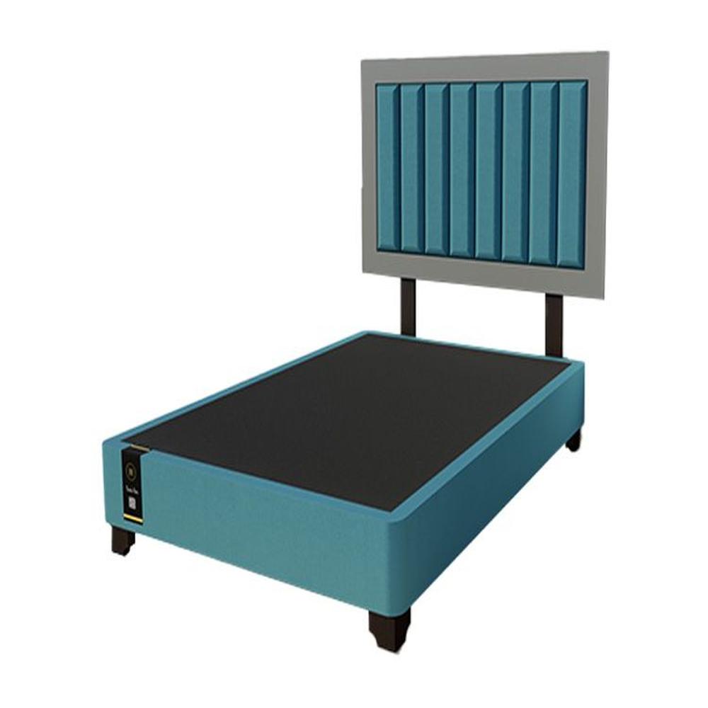 Dormitorio Lugo + Cabecera patas ajustables 2 plz - Cobalto y Gris Grafito